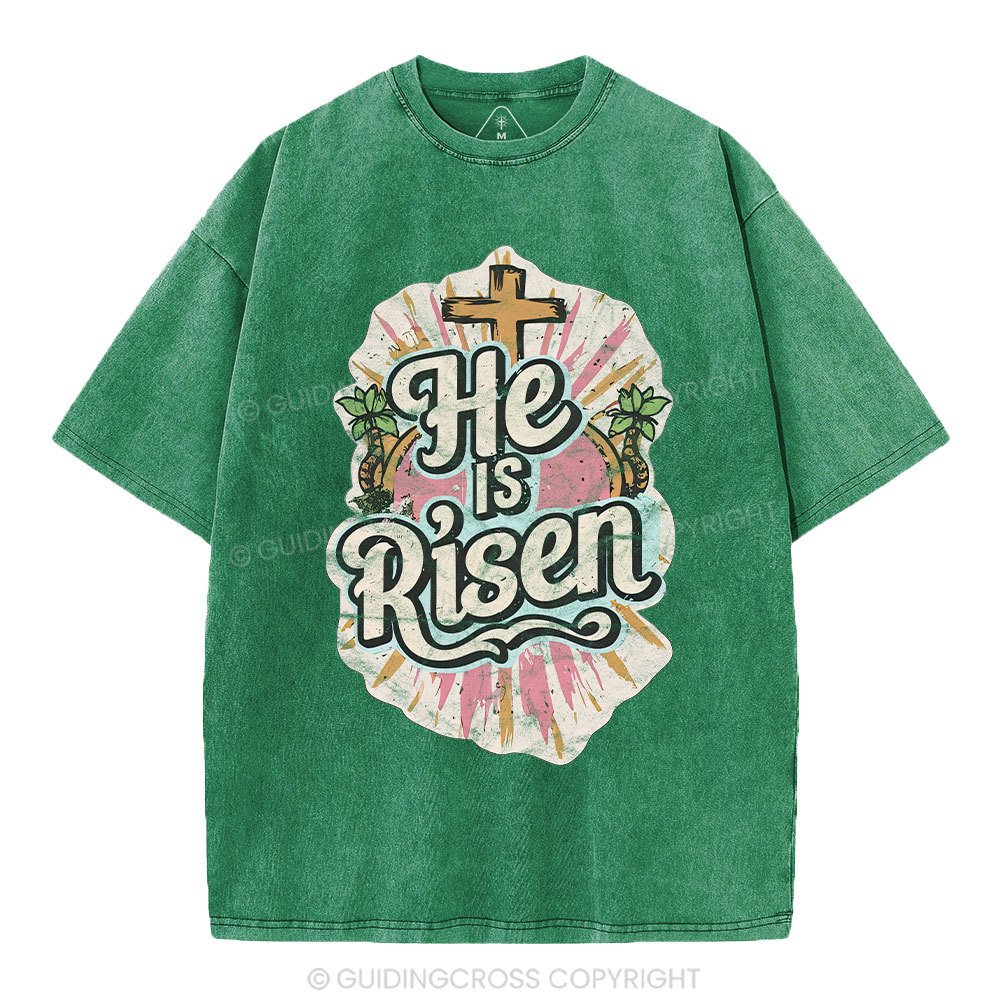 He Is Risen Christian Washed T-Shirt