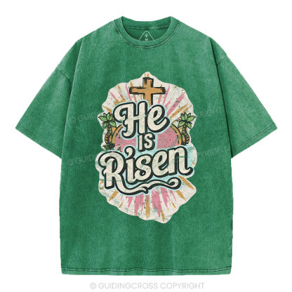 He Is Risen Christian Washed T-Shirt