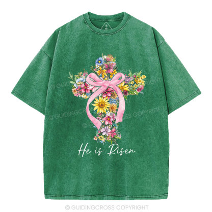 He Is Risen Christian Washed T-Shirt