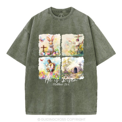 He Is Risen Christian Washed T-Shirt