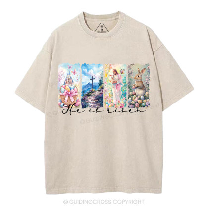 He Is Risen Christian Washed T-Shirt