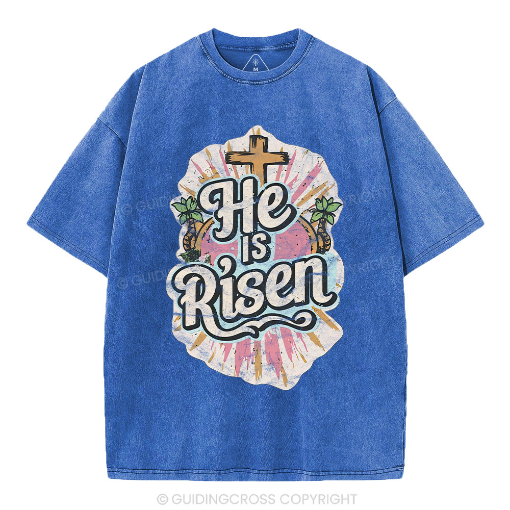 He Is Risen Christian Washed T-Shirt
