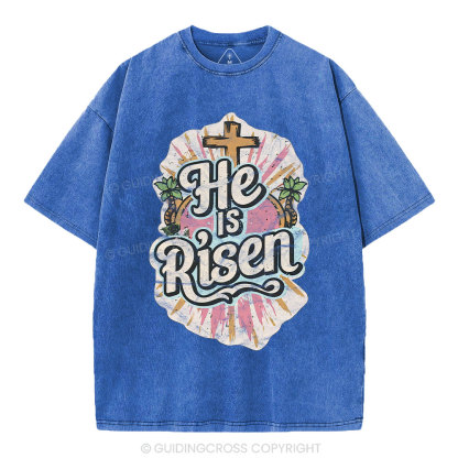 He Is Risen Christian Washed T-Shirt