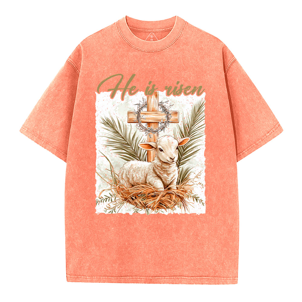 He is Risen Christian Washed T-Shirt