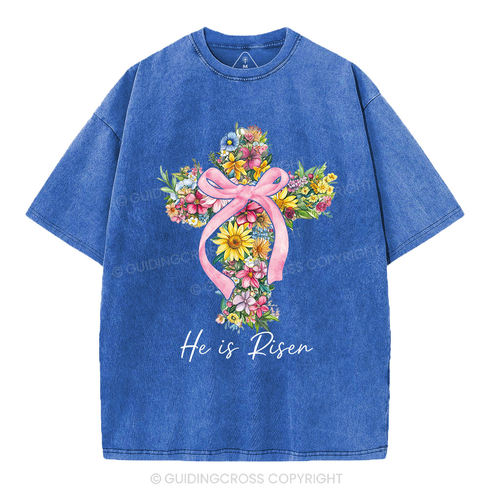 He Is Risen Christian Washed T-Shirt