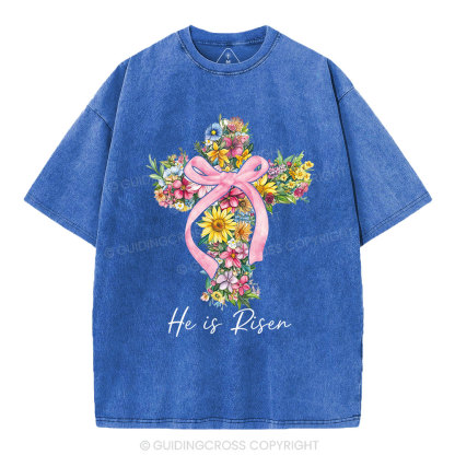 He Is Risen Christian Washed T-Shirt