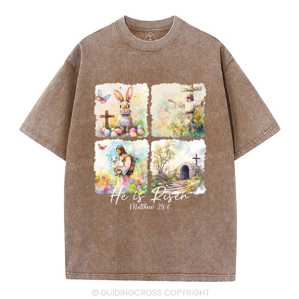 He Is Risen Christian Washed T-Shirt