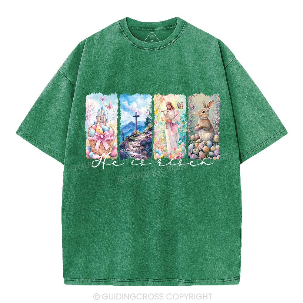 He Is Risen Christian Washed T-Shirt
