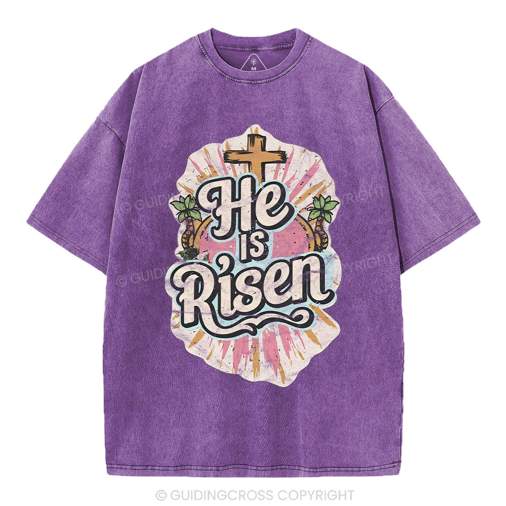 He Is Risen Christian Washed T-Shirt