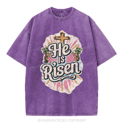 He Is Risen Christian Washed T-Shirt