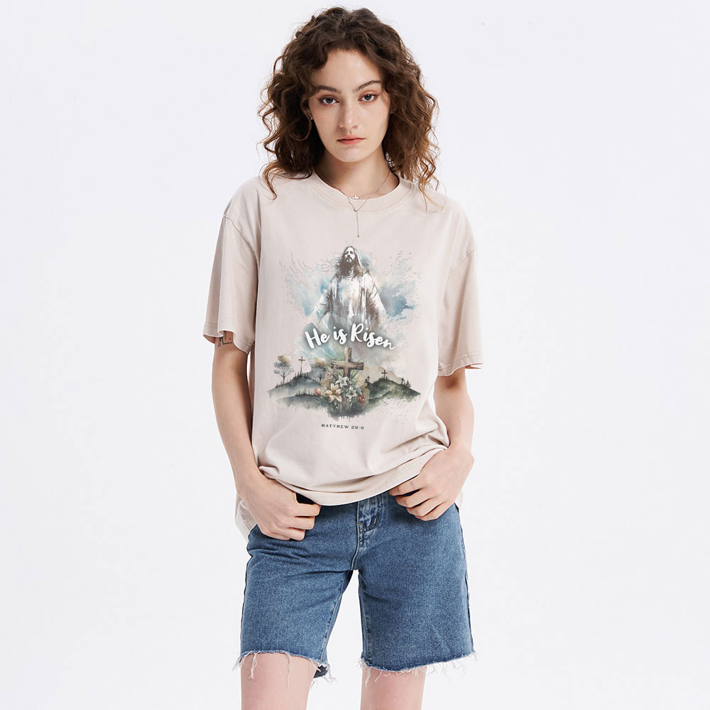 He is Risen Christian Washed T-Shirt