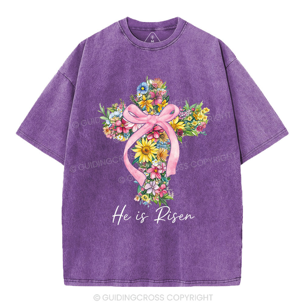 He Is Risen Christian Washed T-Shirt