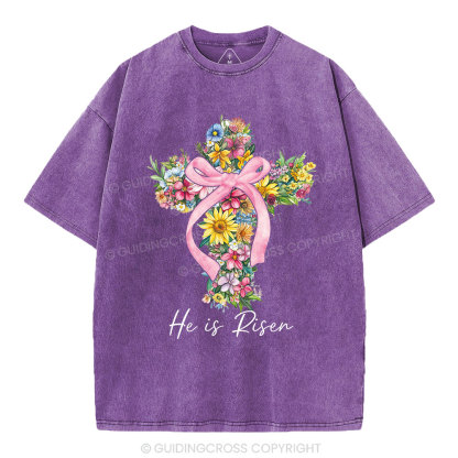 He Is Risen Christian Washed T-Shirt