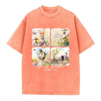 He Is Risen Christian Washed T-Shirt