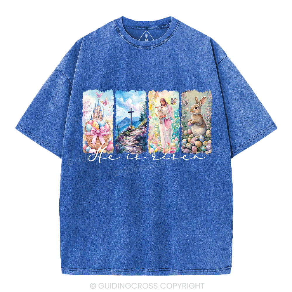 He Is Risen Christian Washed T-Shirt
