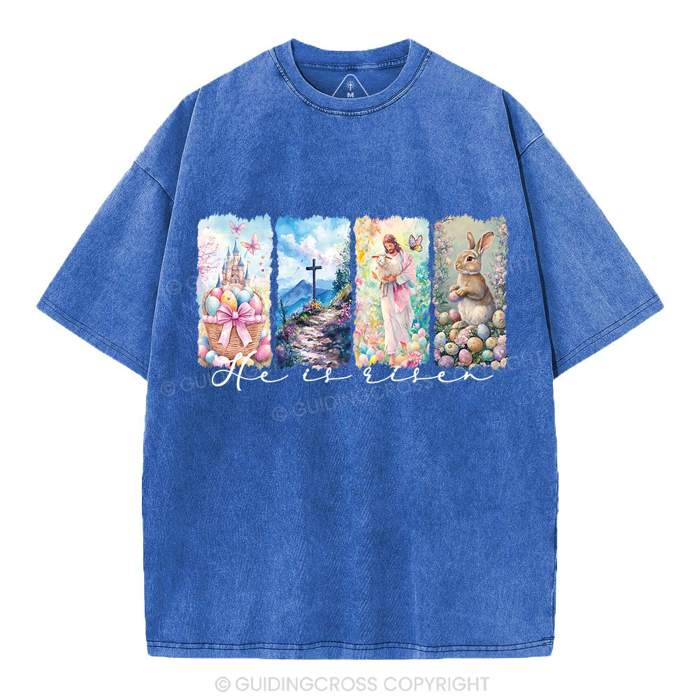 He Is Risen Christian Washed T-Shirt