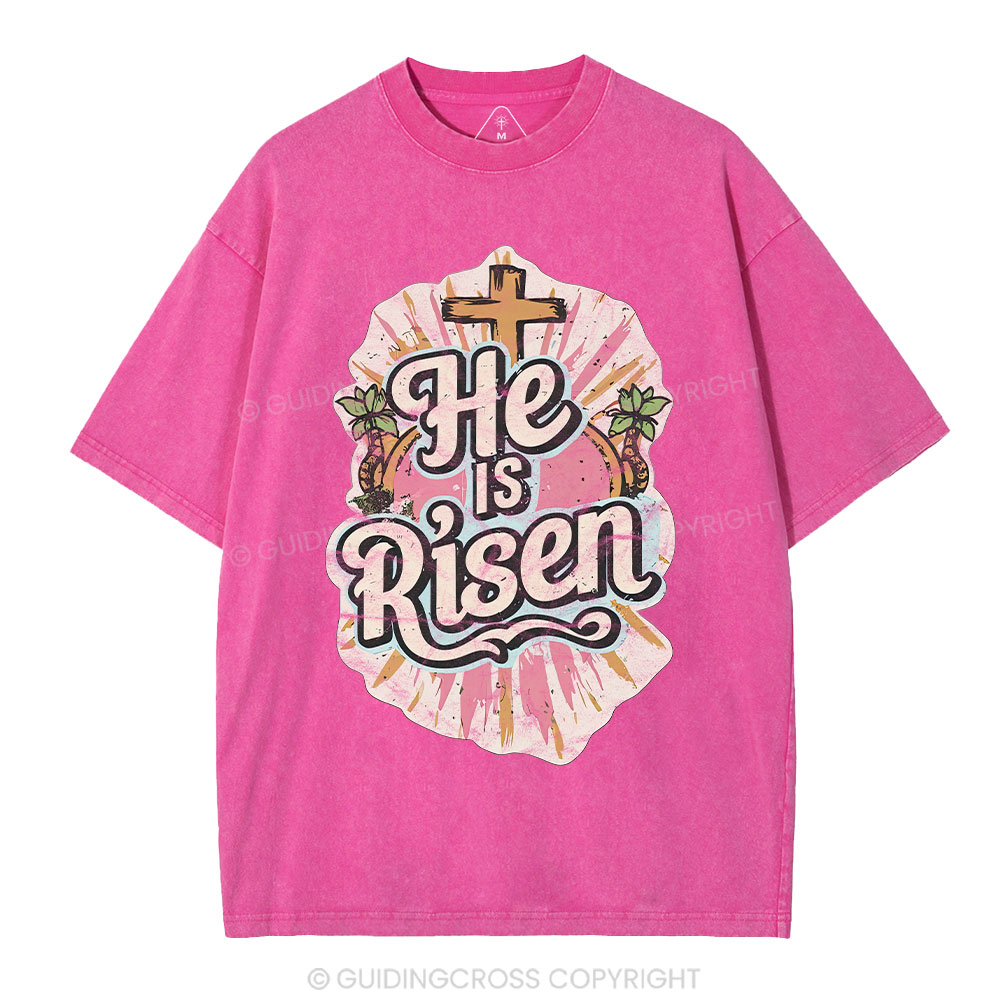 He Is Risen Christian Washed T-Shirt