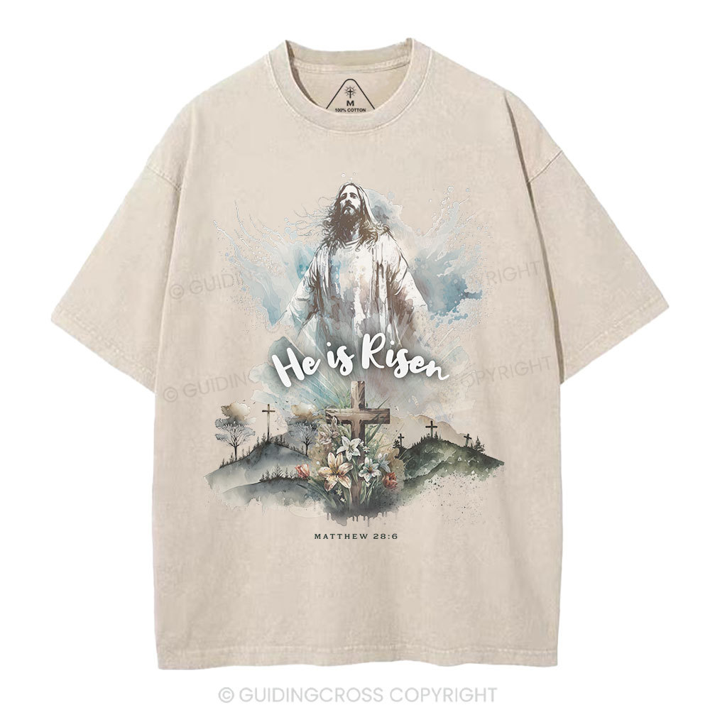 He is Risen Christian Washed T-Shirt