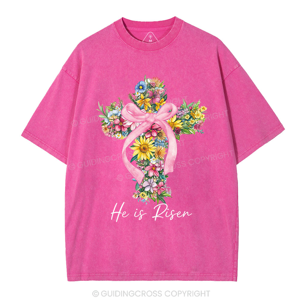 He Is Risen Christian Washed T-Shirt