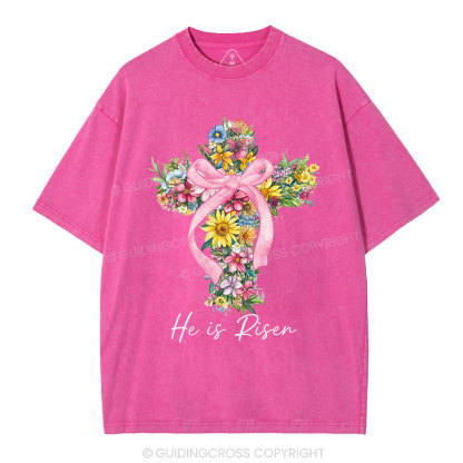 He Is Risen Christian Washed T-Shirt