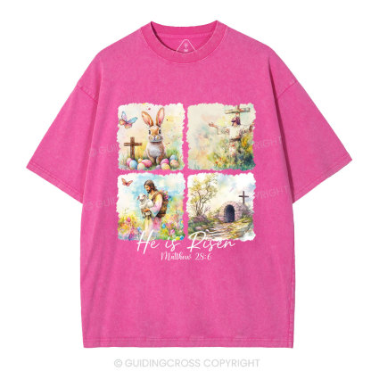 He Is Risen Christian Washed T-Shirt