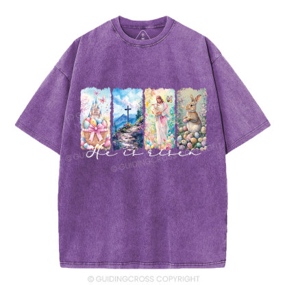 He Is Risen Christian Washed T-Shirt