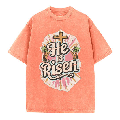 He Is Risen Christian Washed T-Shirt