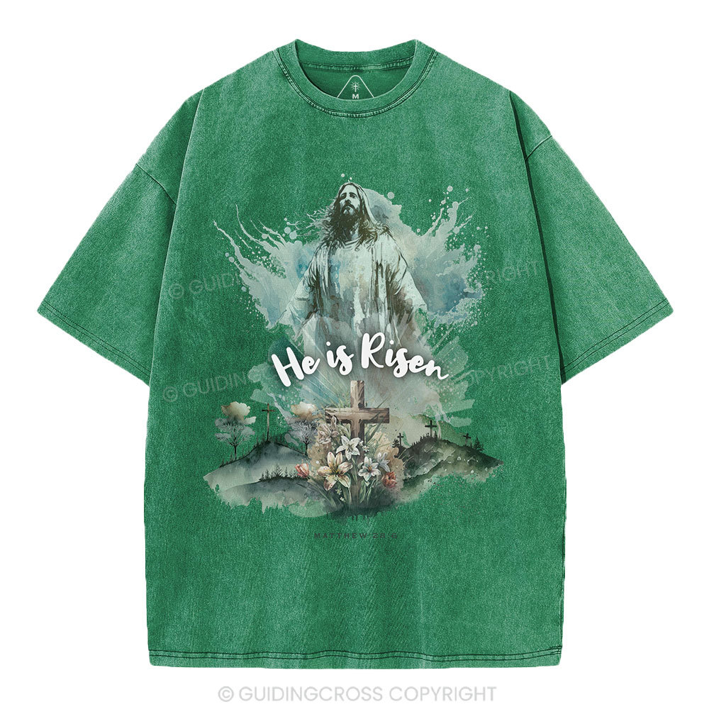 He is Risen Christian Washed T-Shirt