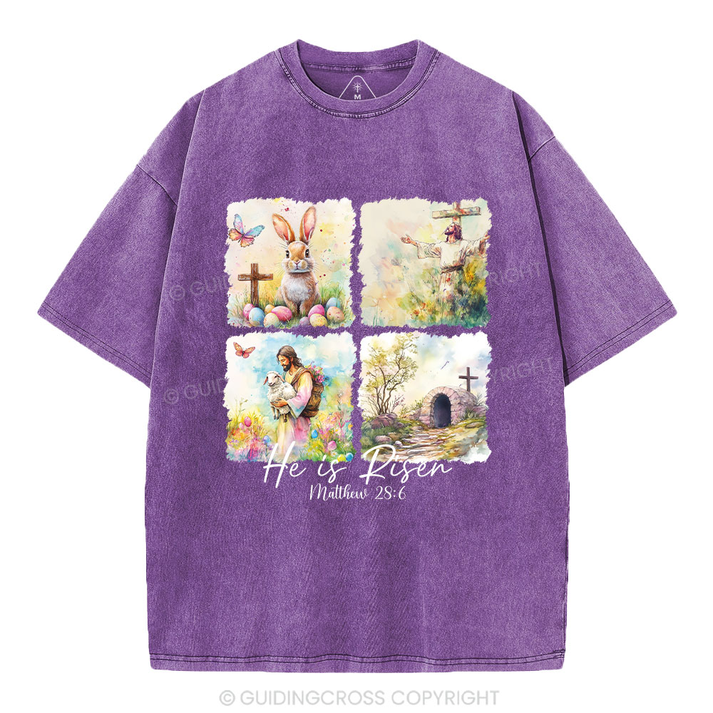 He Is Risen Christian Washed T-Shirt