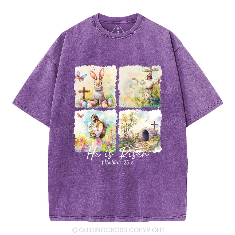 He Is Risen Christian Washed T-Shirt