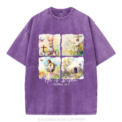 He Is Risen Christian Washed T-Shirt