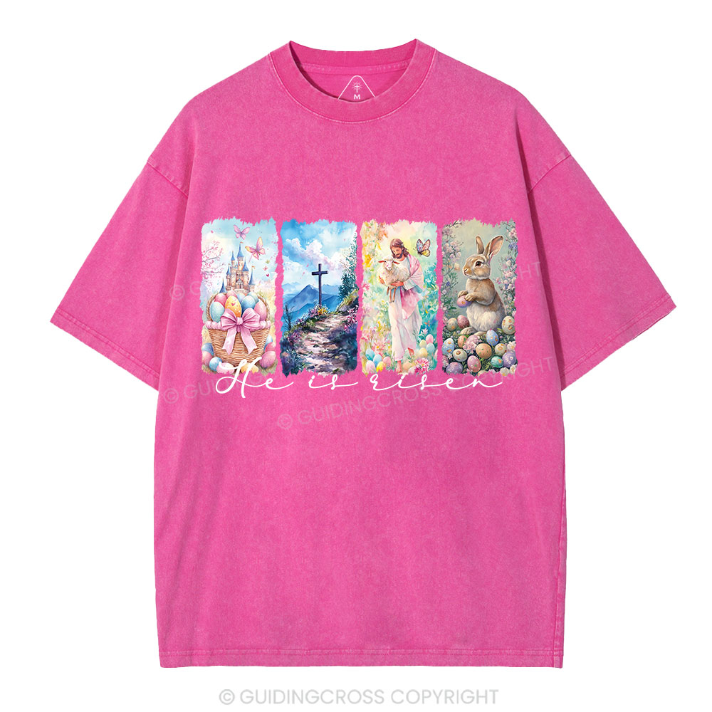 He Is Risen Christian Washed T-Shirt