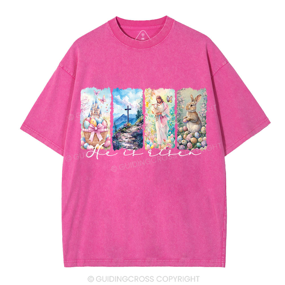 He Is Risen Christian Washed T-Shirt