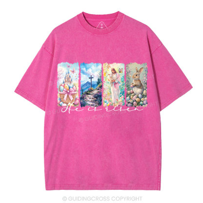 He Is Risen Christian Washed T-Shirt