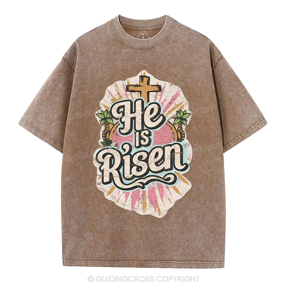 He Is Risen Christian Washed T-Shirt