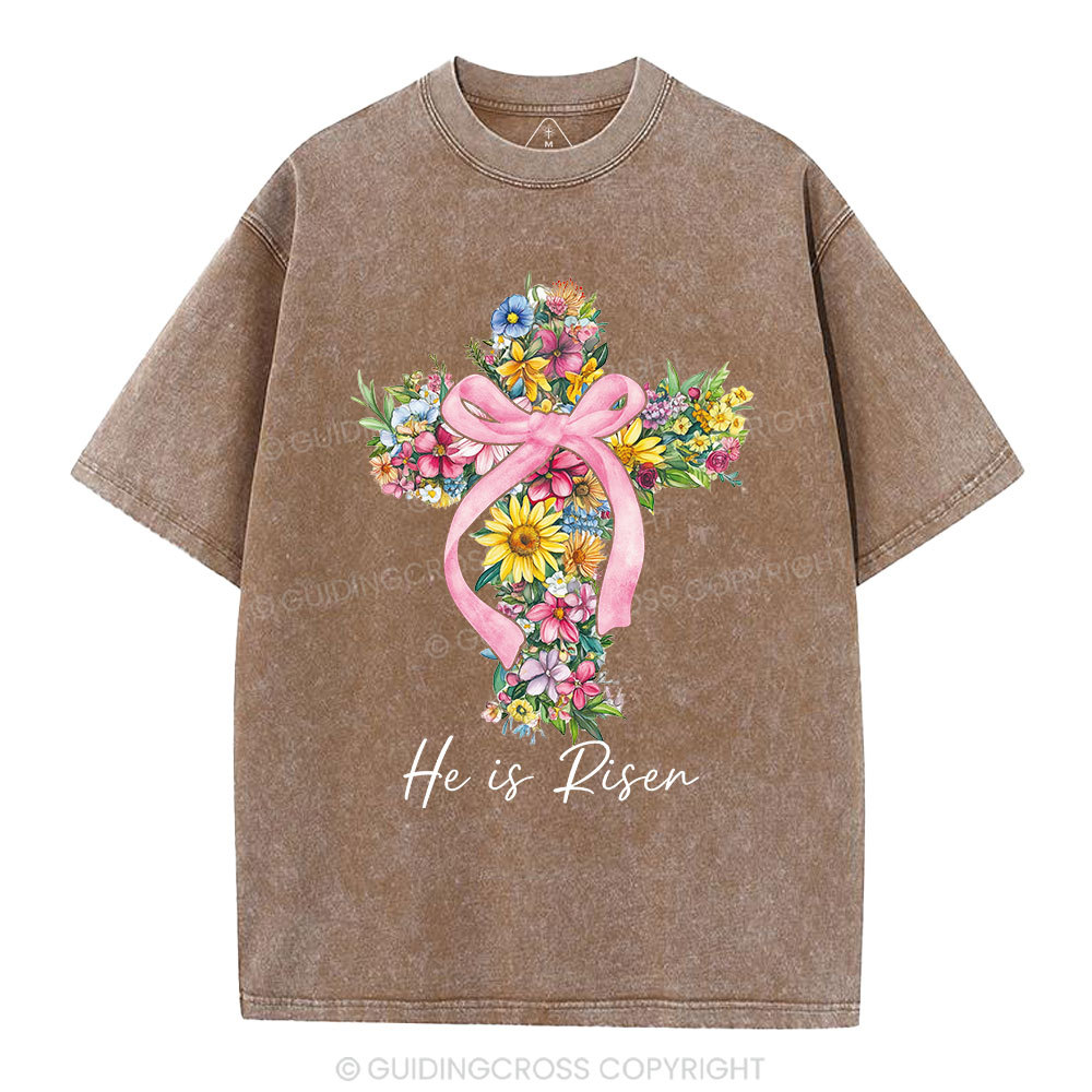 He Is Risen Christian Washed T-Shirt