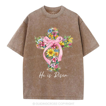 He Is Risen Christian Washed T-Shirt