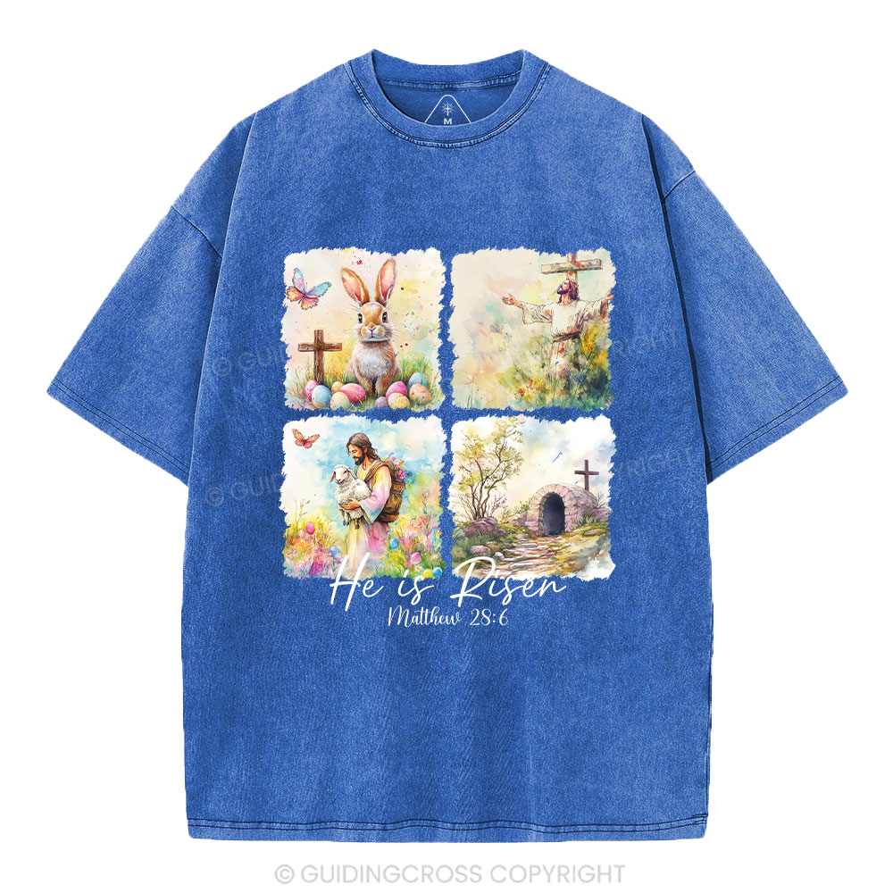 He Is Risen Christian Washed T-Shirt