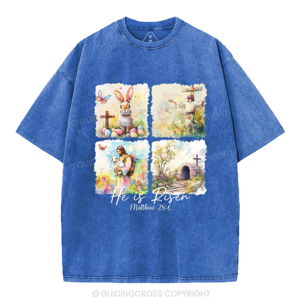 He Is Risen Christian Washed T-Shirt
