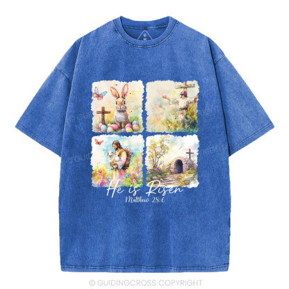 He Is Risen Christian Washed T-Shirt