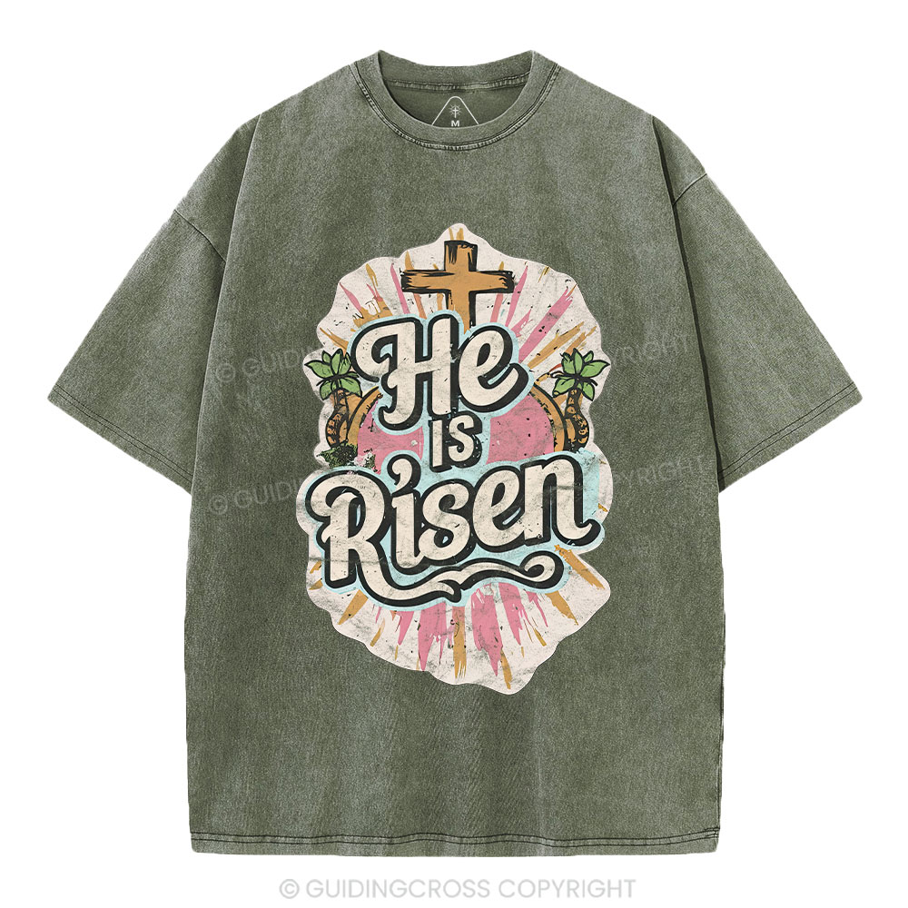 He Is Risen Christian Washed T-Shirt