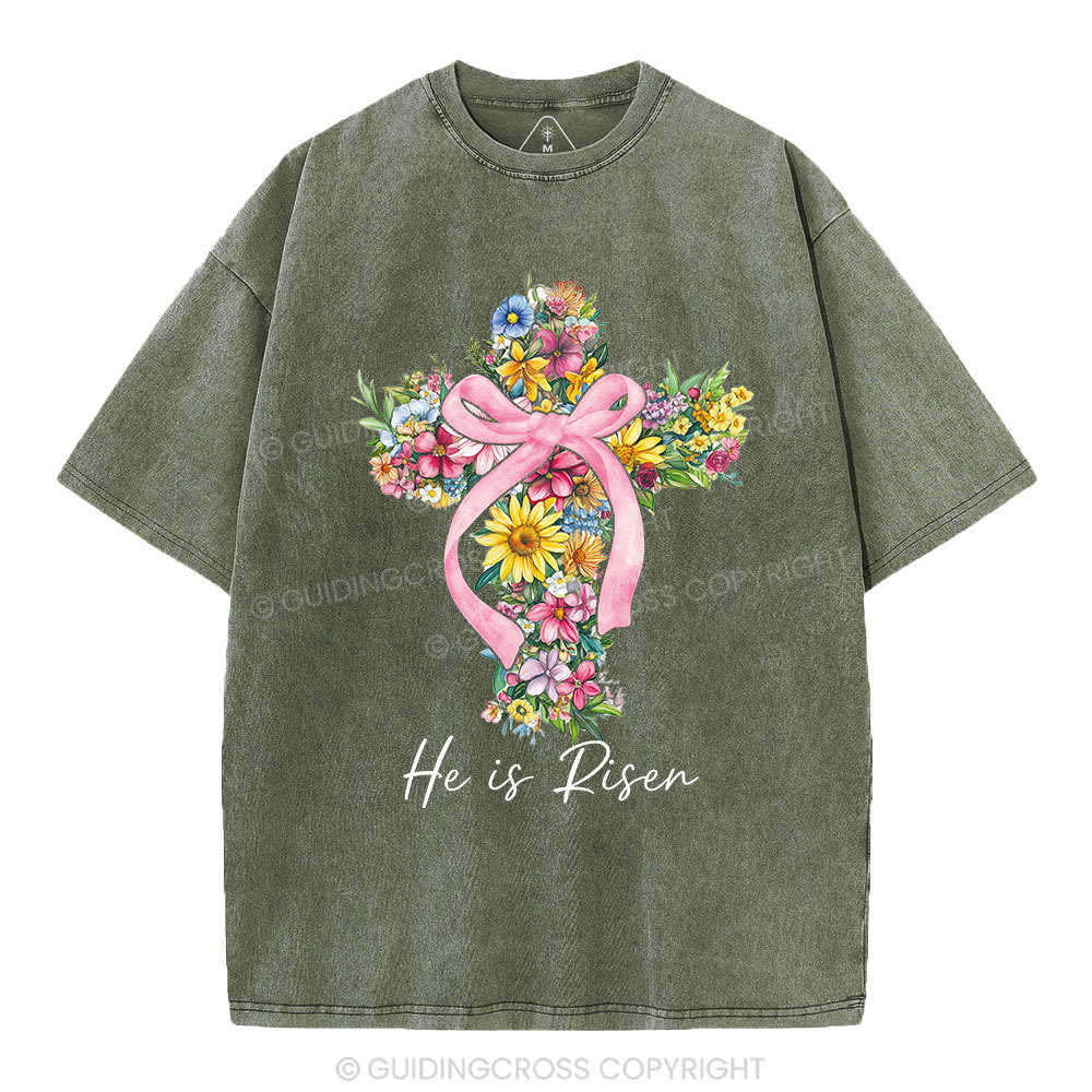 He Is Risen Christian Washed T-Shirt