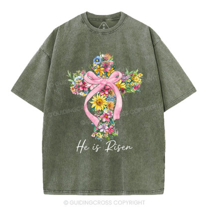 He Is Risen Christian Washed T-Shirt