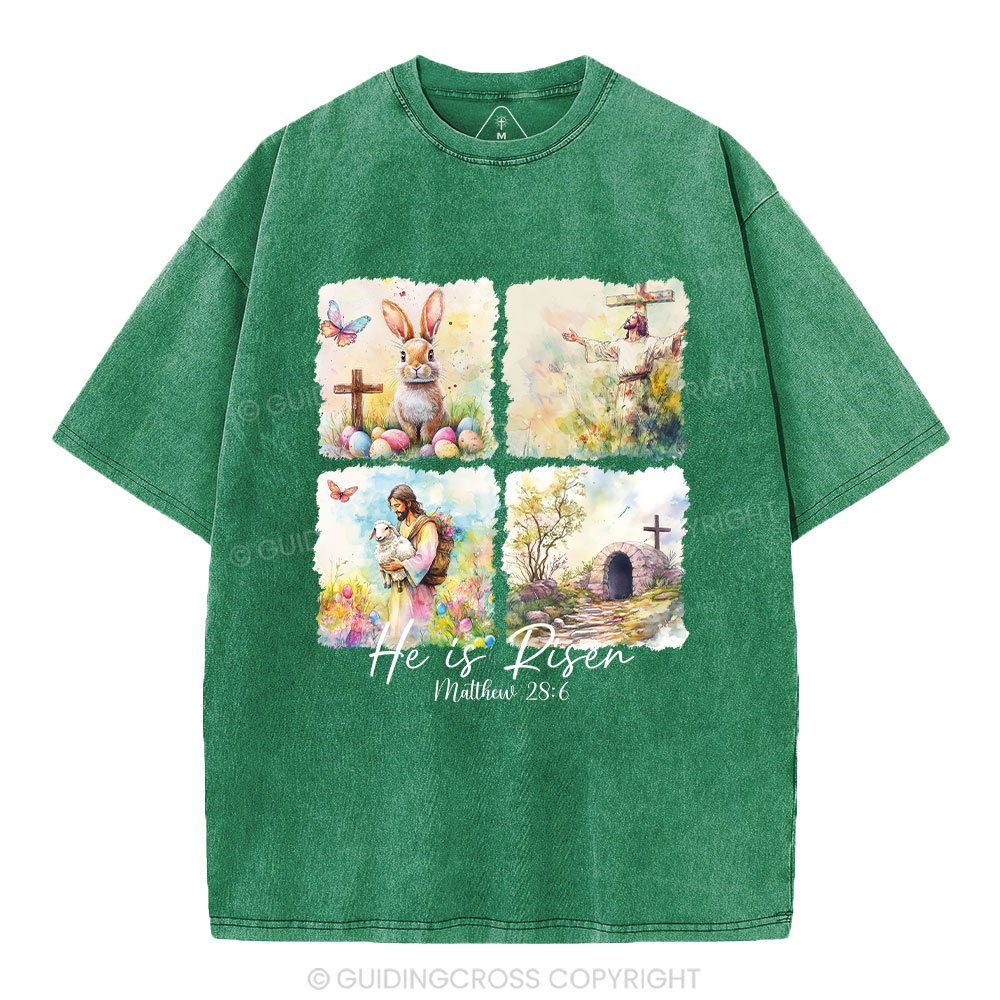 He Is Risen Christian Washed T-Shirt