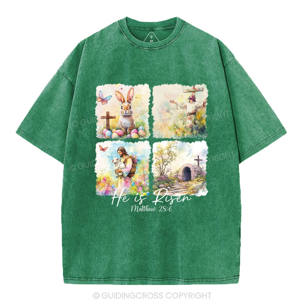 He Is Risen Christian Washed T-Shirt