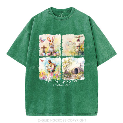 He Is Risen Christian Washed T-Shirt