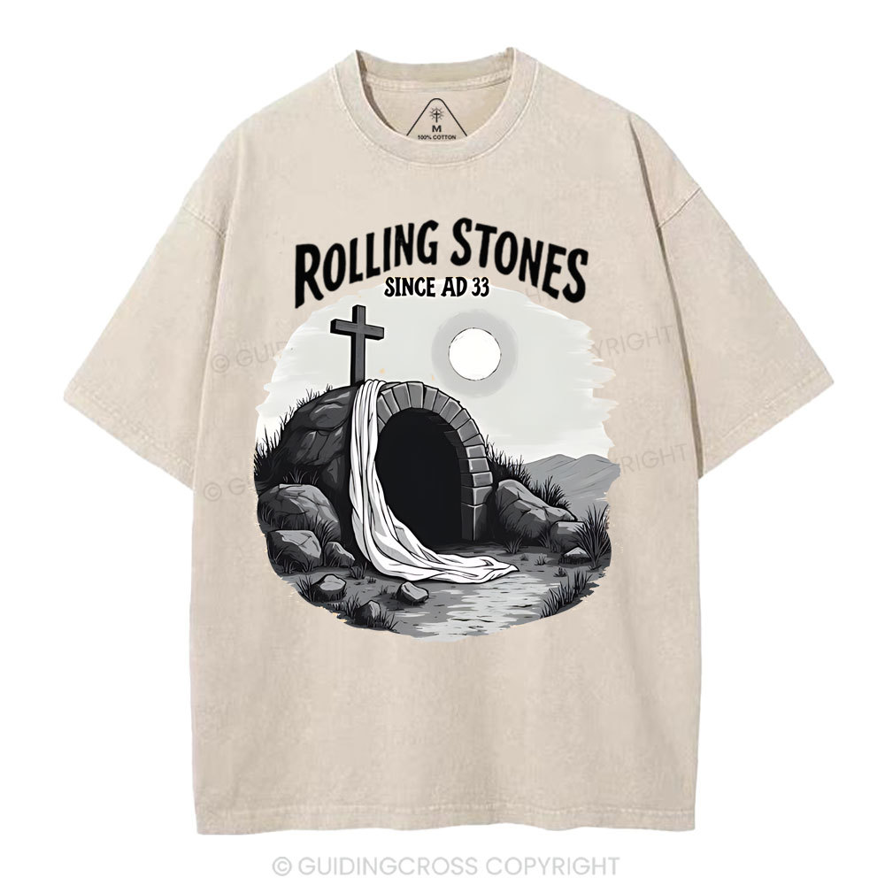 He is Risen Rolling Stones Christian Washed T-Shirt