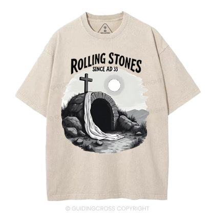 He is Risen Rolling Stones Christian Washed T-Shirt