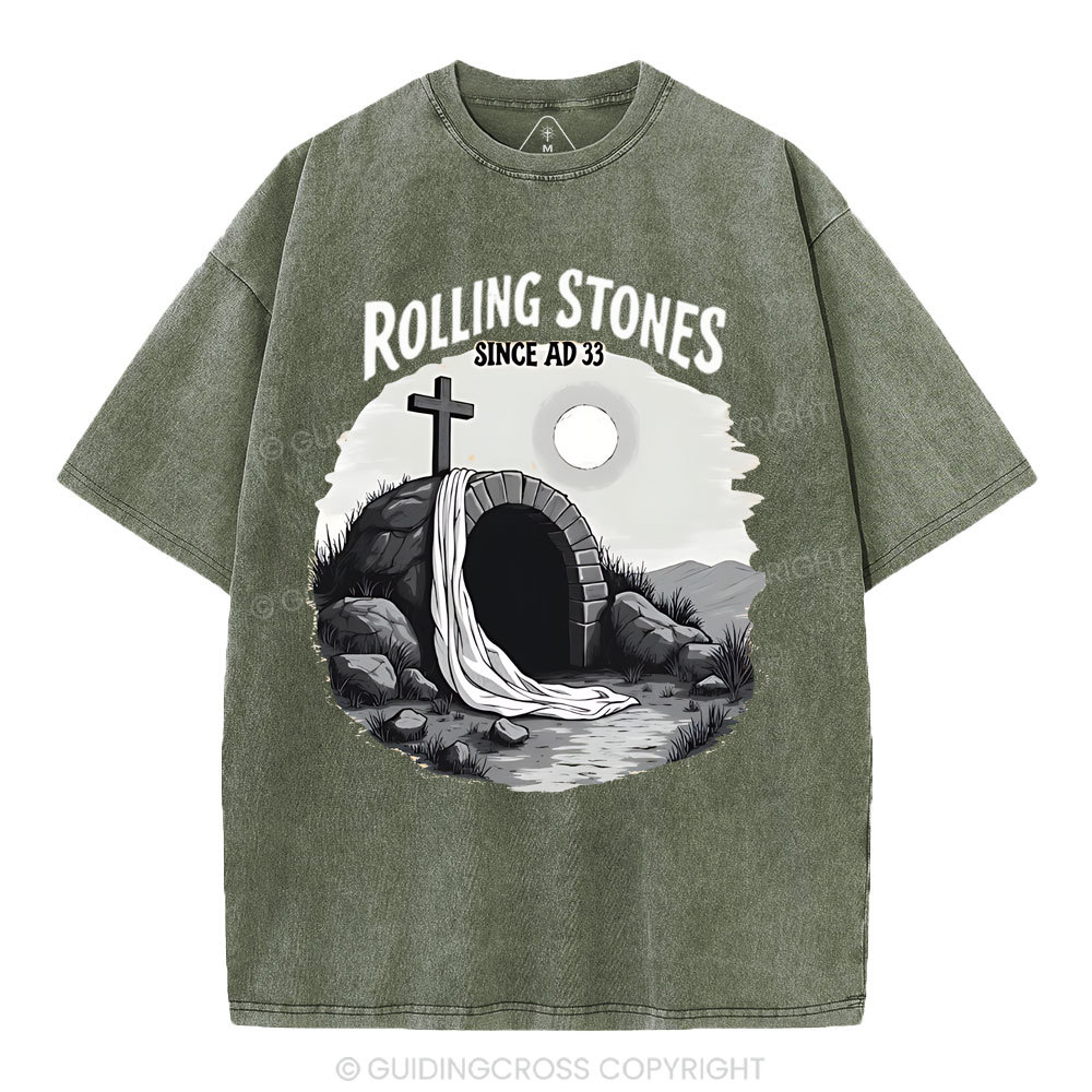He is Risen Rolling Stones Christian Washed T-Shirt