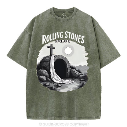 He is Risen Rolling Stones Christian Washed T-Shirt